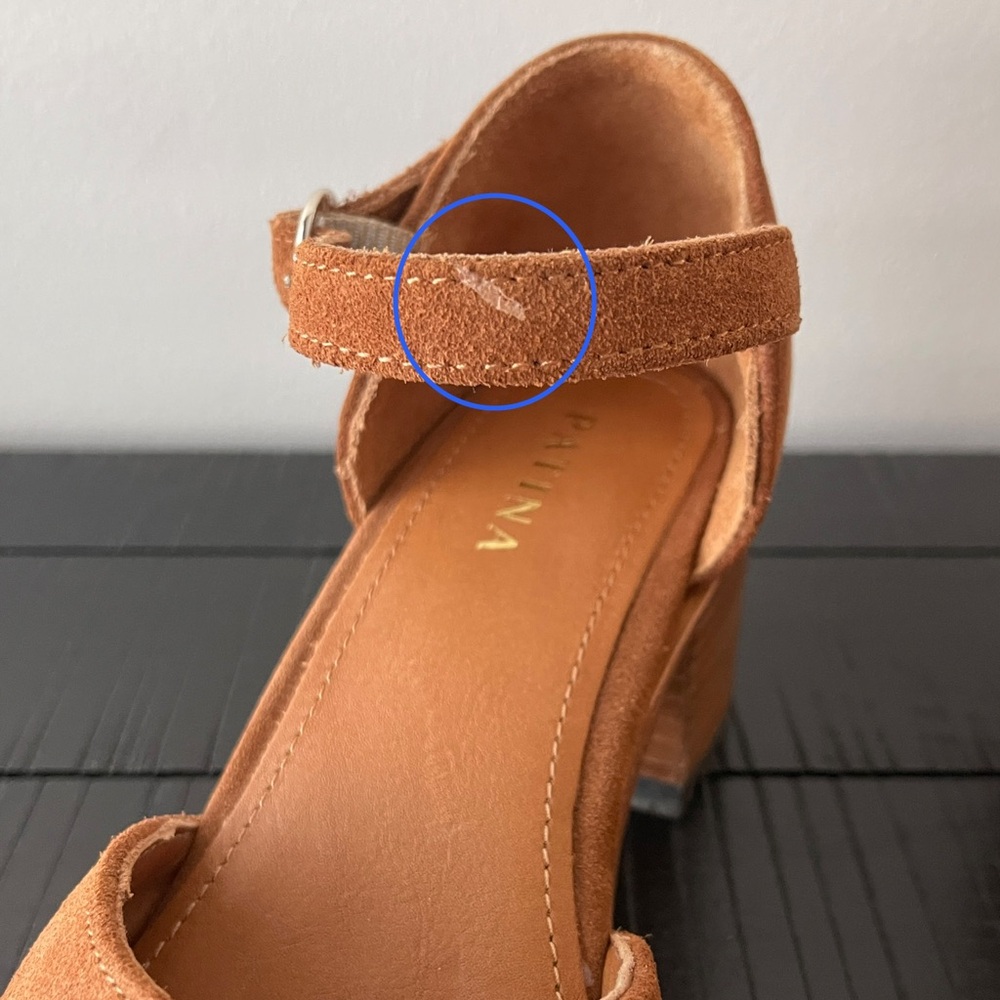 Portland Leather Patina Tan Suede Block Heel Shoes Size 8.5 - Picture 6 of 6